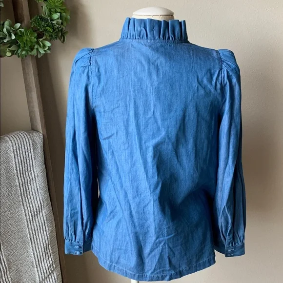 Crown & Ivy solid ruffle neck top - Picture 6 of 9